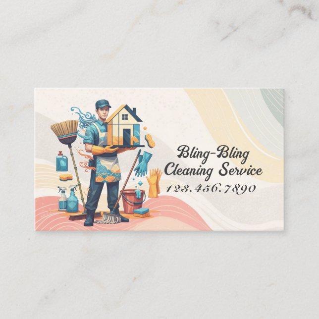 Modern House Cleaning Maid Service Housekeeping Visitenkarte (Vorderseite)