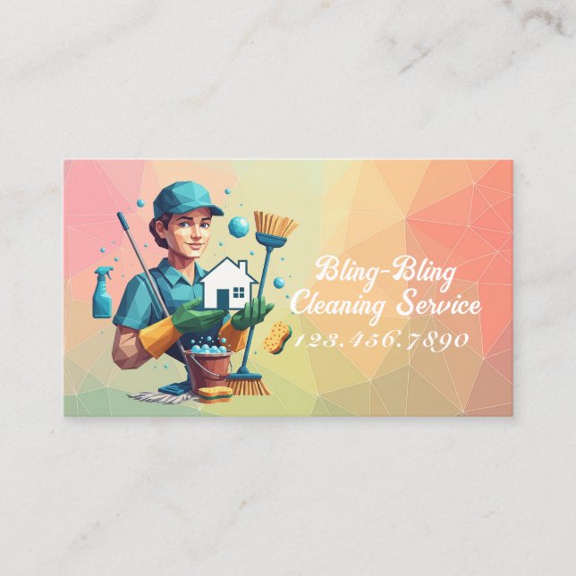 Modern House Cleaning Maid Service Housekeeping Visitenkarte (Vorderseite)