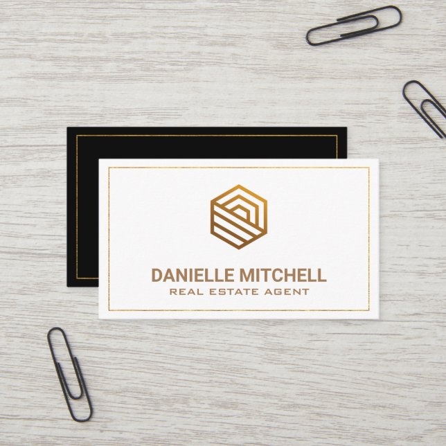 Modern House Logo | Corporate Business Card Visitenkarte (Vorderseite/Rückseite Beispiel)