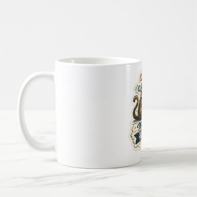 Modern Human Monkey T-Shirt | Lustiger Affe Evolut Kaffeetasse (Links)