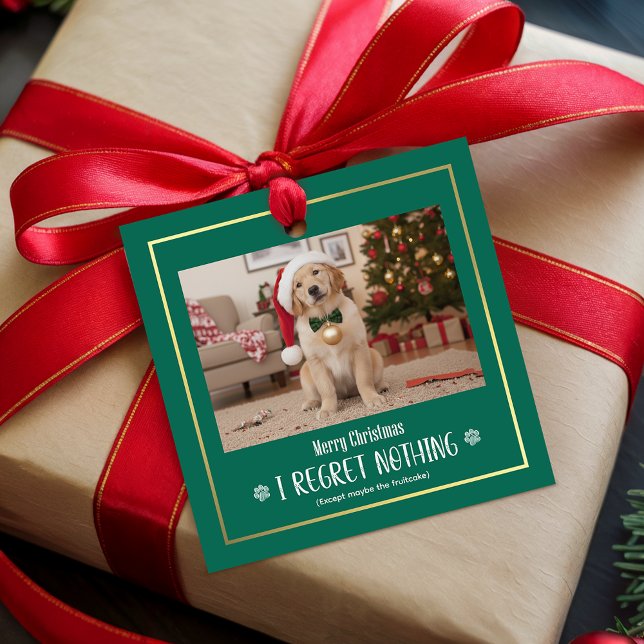 Modern Humorous Playful Cute Dog Photo Christmas Geschenkanhänger (Von Creator hochgeladen)