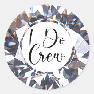 Modern I DO CREW Diamond Script Runder Aufkleber