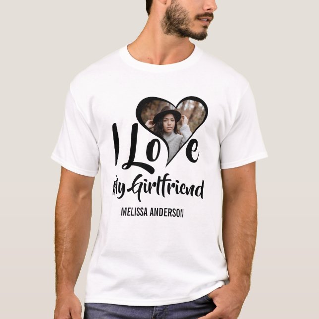 Modern I Liebe Meine Freundin | Heart Foto T - Shi T-Shirt (Vorderseite)