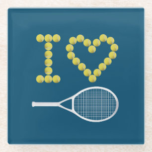 Modern I Liebe Tennis Blue Glasuntersetzer