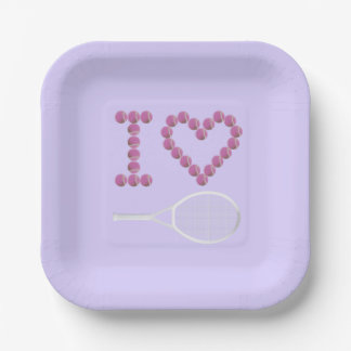 Modern I Liebe Tennis White Pink Lavendel Pappteller