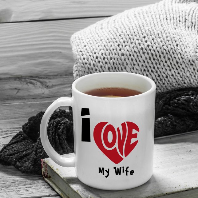 Modern I Love Red Heart Quote Kaffeetasse (Von Creator hochgeladen)