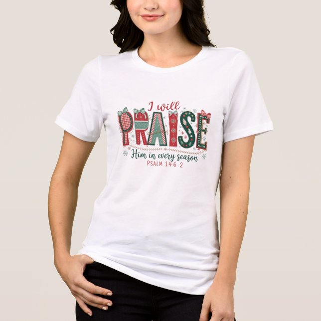 Modern I Will Praise Him Christian Christmas  Tri-Blend Shirt (Vorderseite)