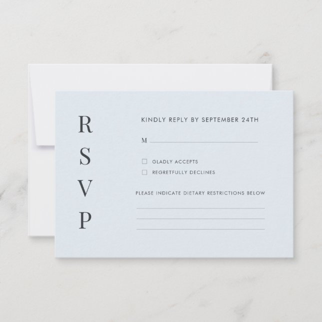 Modern Ice Blue & Charcoal Warped Grid RSVP Karte (Vorderseite)
