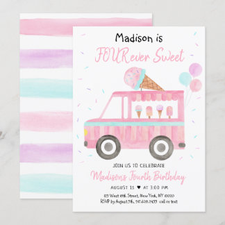 Modern Ice Cream Truck Vier Jahreszeiten Einladung