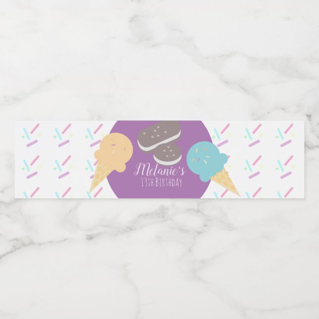 Modern Ice Creme Sprinkles Confetti Geburtstag (Einzelnes Label)