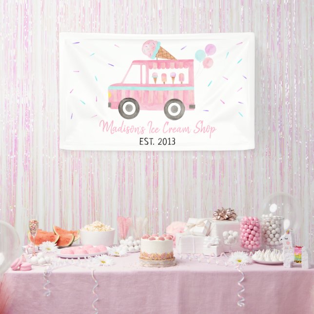 Modern Ice Creme Truck Geburtstag Banner (Party)