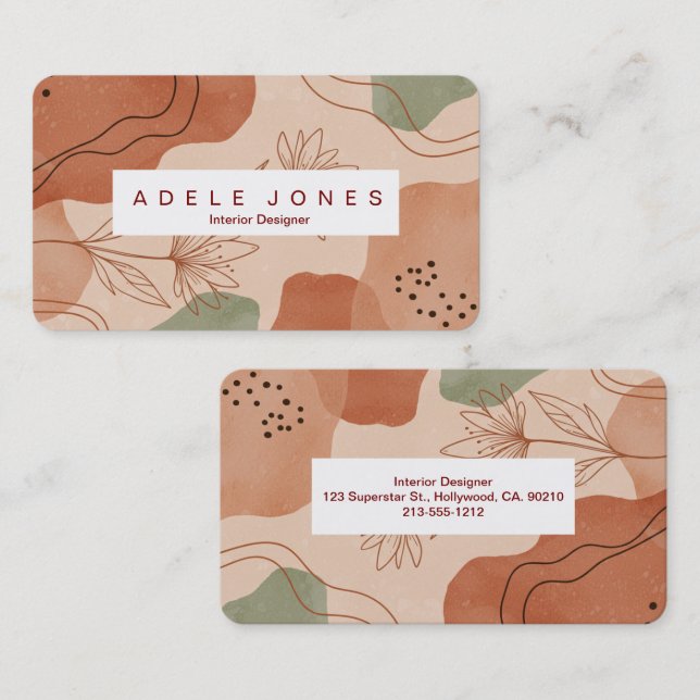 Modern Iconic Botanical Business Card | Editable  Visitenkarte (Vorne/Hinten)