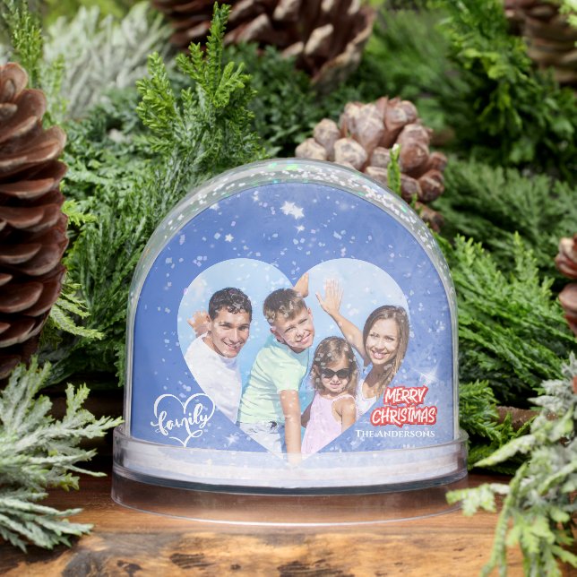 Modern Icy Blue Christmas Family Photo Name  (Hiver)