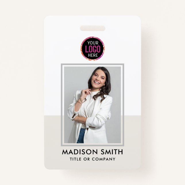 Modern ID Card | Minimalist Business Employee QR B Ausweis (Vorderseite)