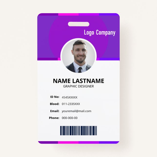 Modern ID Identification Card Photo Badge (Devant)