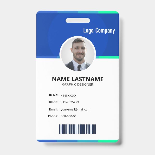 Modern ID Identification Card Photo Badge Ausweis (Vorderseite)