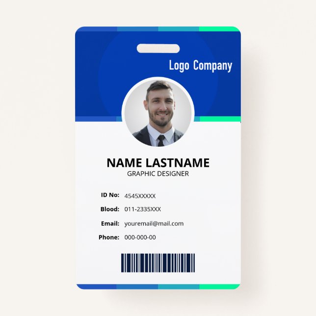 Modern ID Identification Card Photo Badge Ausweis (Vorderseite)