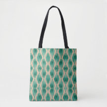 Modern Ikat Boho Tote Bag | Teal & Clay Textured