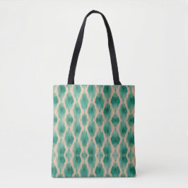 Modern Ikat Boho Tote Bag | Teal & Clay Textured Tasche