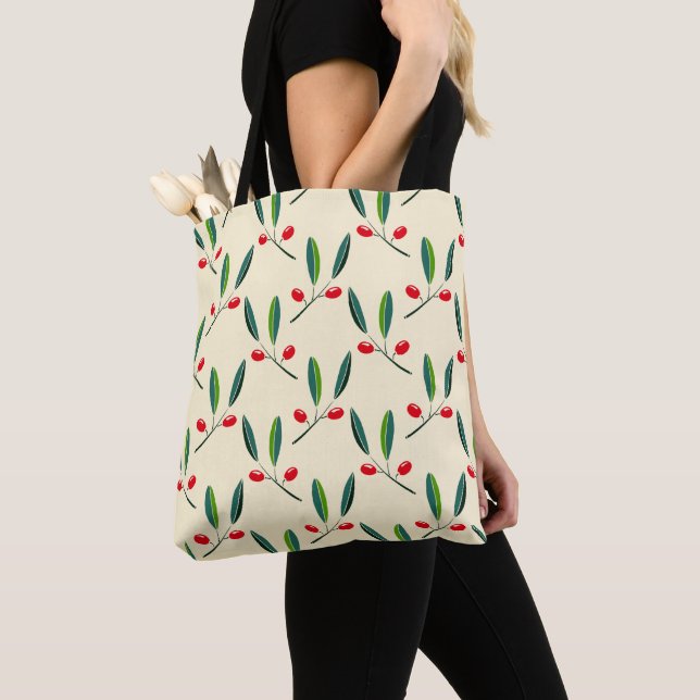 Modern Illustrated Red Berries Pattern Tasche (Von Nahem)
