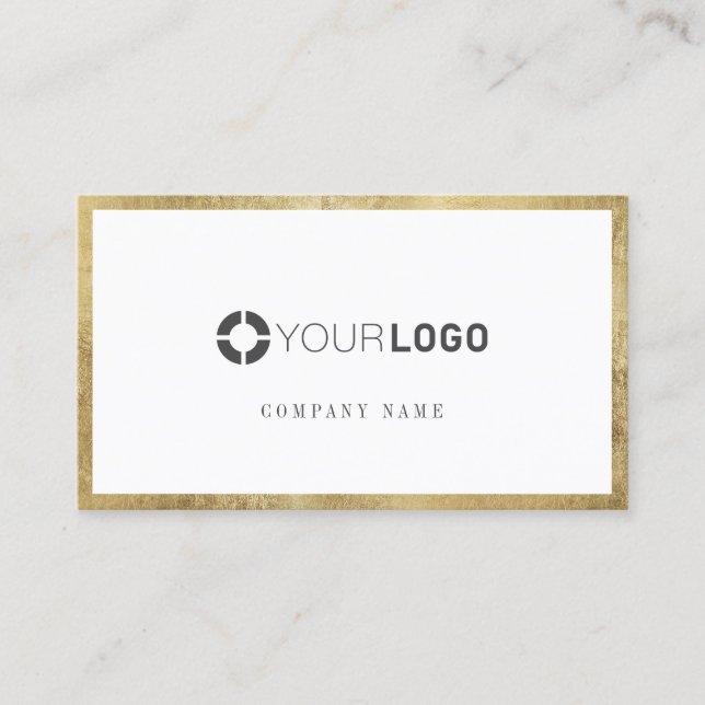 Modern Imitat Gold Border Company Logo Visitenkarte (Vorderseite)