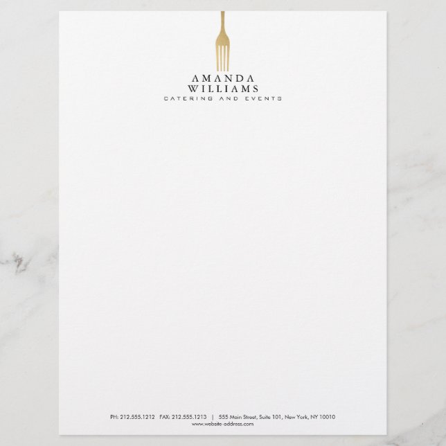 Modern Imitate Gold GFork Catering Logo Briefkopf (Vorderseite)