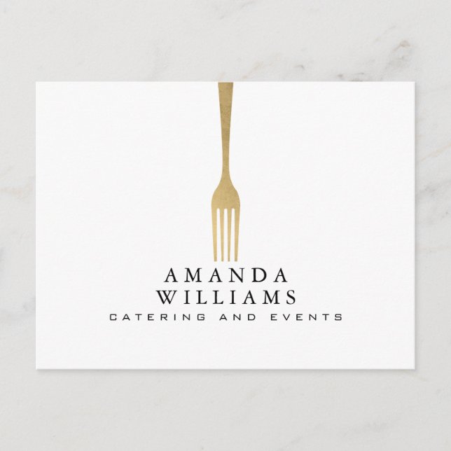 Modern Imitate Gold GFork Catering Logo Postkarte (Vorderseite)