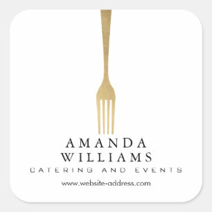 Modern Imitate Gold GFork Catering Logo Quadratischer Aufkleber
