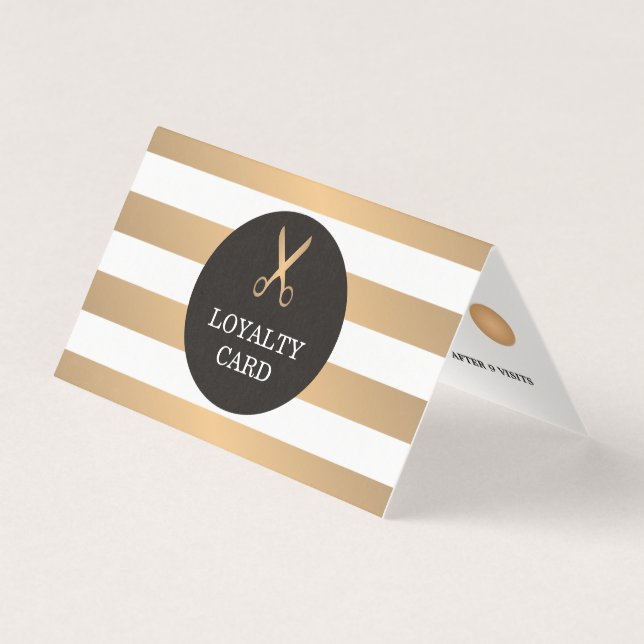 Modern Imitate Gold White Strips Haare Treuekarte Visitenkarten (Vorderseite)