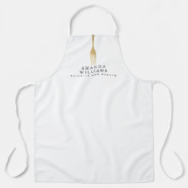 Modern Imitats Gold Gabel Catering Logo auf Weiß Schürze