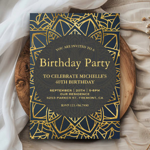 Modern Imitats Gold Mandala Geburtstagsparty Einladung