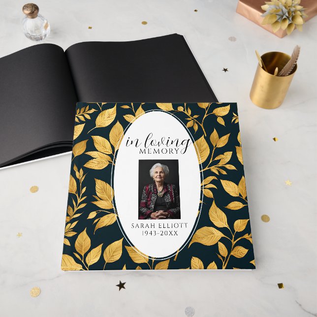 Modern In Loving Memory Foam Board with Photo Gästebuch (Vorderseite offen)