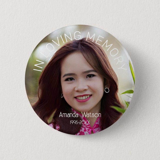 Modern In loving memory Memorial Tribute Button (Vorderseite)