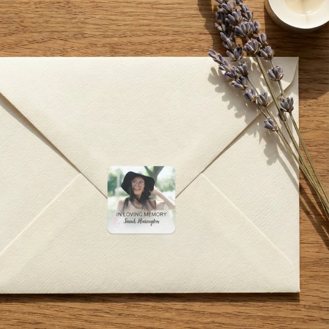 Modern In Loving Memory | Photo Memorial Quadratischer Aufkleber (Von Creator hochgeladen)