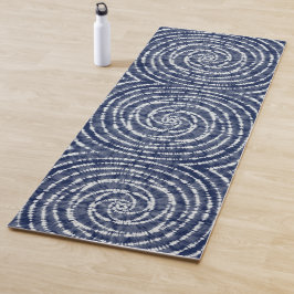 Modern Indigo Blue Spiral Muster Shibori Yogamatte
