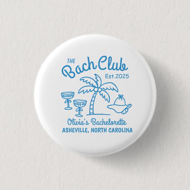 Modern Individuelle Name Island Date Bachelorette  Button (Vorderseite)