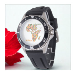 Modern Individuelle Name Pan Africa Flag Map Armbanduhr