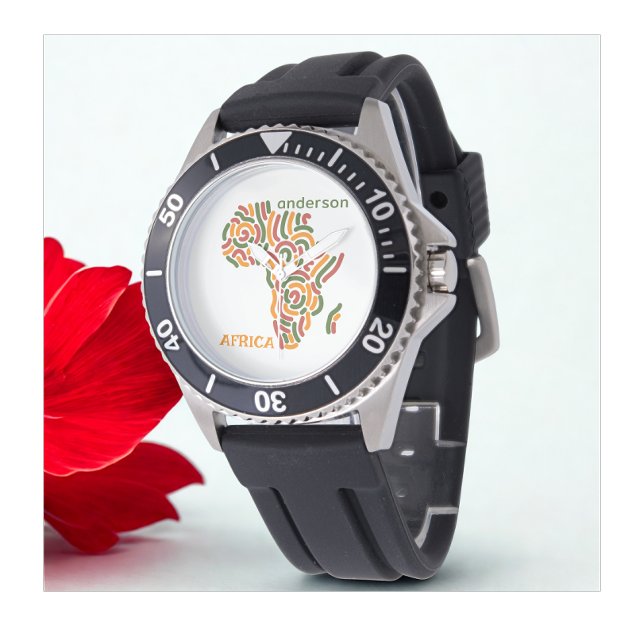 Modern Individuelle Name Pan Africa Flag Map Armbanduhr (Modern custom name hand watch)