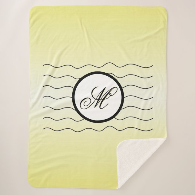Modern Initial Butter Yellow Ombré With Black Text Sherpadecke (Vorderseite)