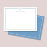 Modern Initial Monogram Blue Border Stationery Mitteilungskarte<br><div class="desc">This design features a thin double border with space for a monogram and name/text at the top. Click the customize button if you would like to adjust the design elements and/or further modify the text! Variations of this design, additional colors, as well as coordinating products are available in our shop,...</div>