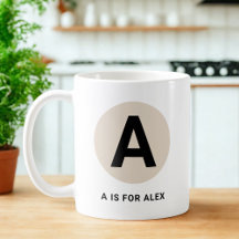 Modern Initial Mug – “A is for [Name]” Design