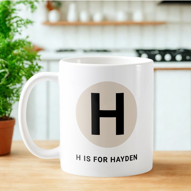 Modern Initial Mug – “H is for [Name]” Design Kaffeetasse (Von Creator hochgeladen)
