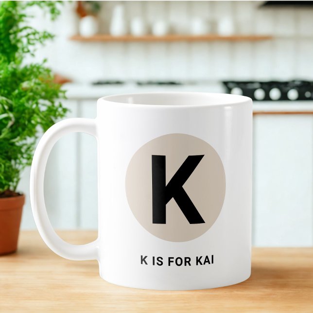 Modern Initial Mug – “K is for [Name]” Design Kaffeetasse (Von Creator hochgeladen)
