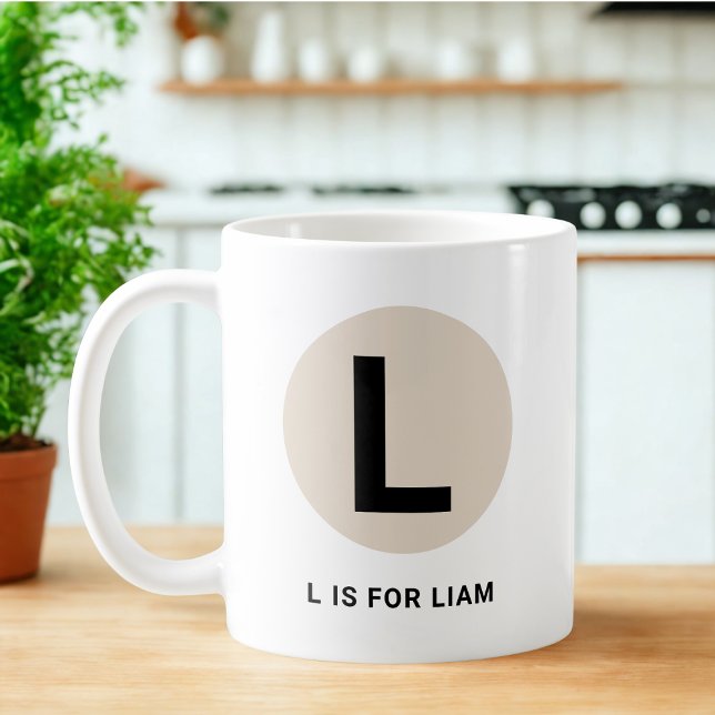 Modern Initial Mug – “L is for [Name]” Design Kaffeetasse (Von Creator hochgeladen)