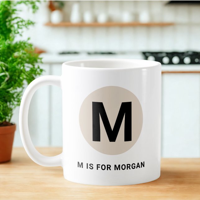 Modern Initial Mug – “M is for [Name]” Design Kaffeetasse (Von Creator hochgeladen)