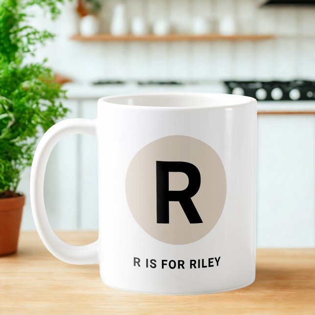 Modern Initial Mug – “R is for [Name]” Design Kaffeetasse (Von Creator hochgeladen)