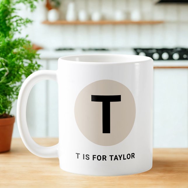Modern Initial Mug – “T is for [Name]” Design Kaffeetasse (Von Creator hochgeladen)