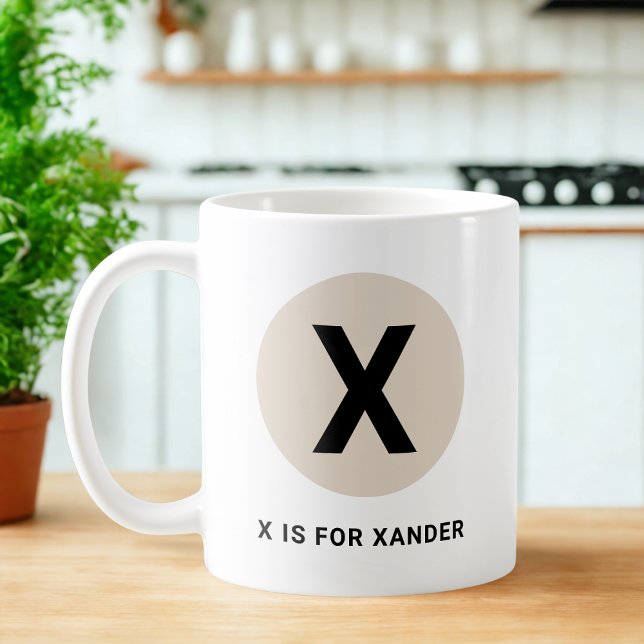 Modern Initial Mug – “X is for [Name]” Design Kaffeetasse (Von Creator hochgeladen)