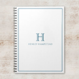 Modern Initial Patina Blue Border Notizblock