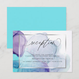 Modern Ink Aqua und Lila Empfang Einladung
